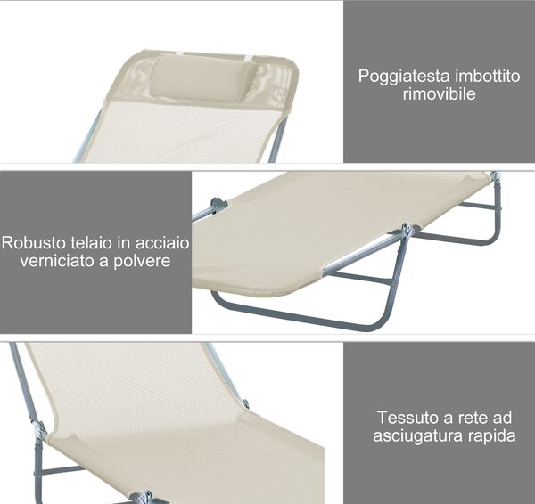 Outsunny Sedia Sdraio da Giardino, Lettino Prendisole Terrazzo Pieghevole, Schienale Reclinabile, Arredo Outdoor, Design Ergonomico|Aosom