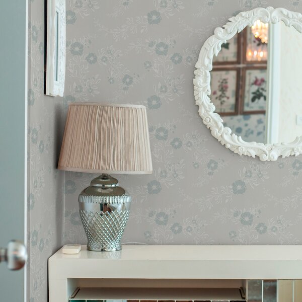 Carta da parati Fiori con foglie chiare su sfondo blu, Parati classici in stile inglese, a00006v2 : Uwalls.it