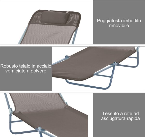 Outsunny lettino prendisole Sdraia da Giardino da terrazzo pieghevole arredamento giardino Lettino Reclinabile da Giardino Spiaggia Piscina Caffè