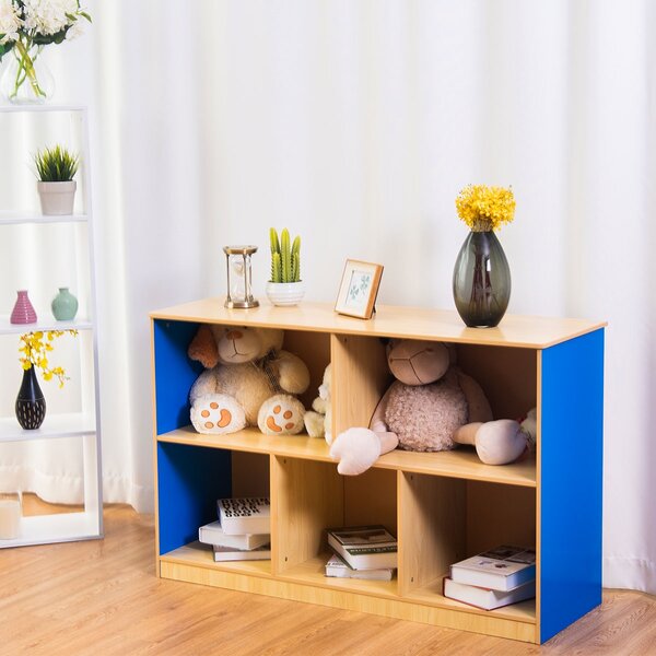 Costway Organizer di legno con 5 scompartimenti aperti, Scaffale spazioso per libri giocattoli soprammobili