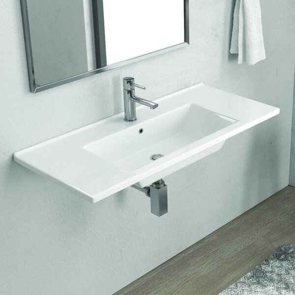 Lavabo bagno sospeso 100cm bianco lucido Litos-TN10 - KAMALU