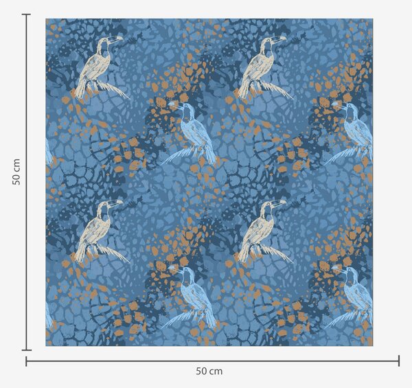 Carta da parati Uccelli blu e bianchi su sfondo blu, Parati animali classici, Parati animali uccelli classici, a00009 : Uwalls.it