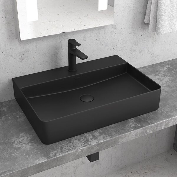 Lavabo da appoggio 50cm colore nero mat Litos-CNM500 - KAMALU