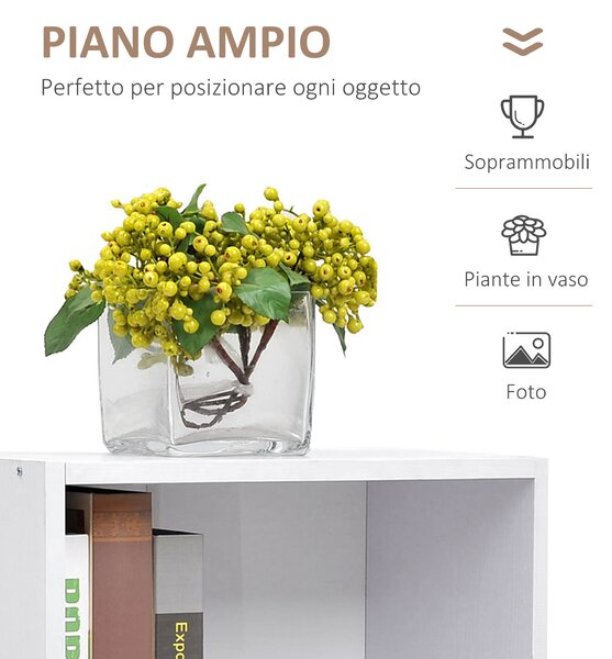 HomCom Scaffale Libreria Classica 2 Scaffalature Aperte Ripiano Regolabili Bianco, Superficie di Colore Violaceo MFC|Aosom