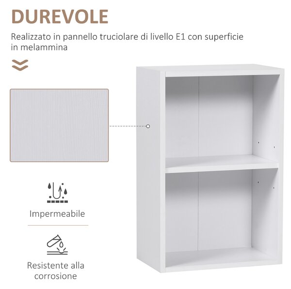 HomCom Scaffale Libreria Classica 2 Scaffalature Aperte Ripiano Regolabili Bianco, Superficie di Colore Violaceo MFC|Aosom
