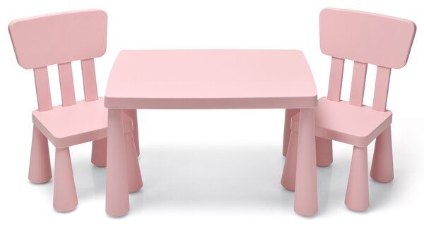 Costway Set con tavolo e 2 sedie per bambini, Set con tavolo e 2 sedie per mangiare disegnare scrivere e fare lavoretti Rosa