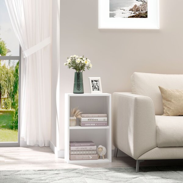 HomCom Scaffale Libreria Classica 2 Scaffalature Aperte Ripiano Regolabili Bianco, Superficie di Colore Violaceo MFC|Aosom