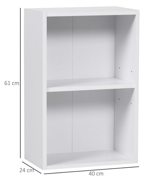 HomCom Scaffale Libreria Classica 2 Scaffalature Aperte Ripiano Regolabili Bianco, Superficie di Colore Violaceo MFC|Aosom
