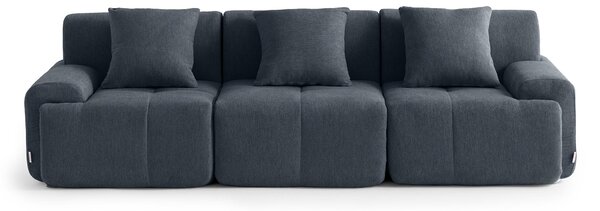 DIVANO MODULARE MILYSOFA SOFAMOUS, 3 posti, forma lineare, tessuto in chenille, color blu-grigio