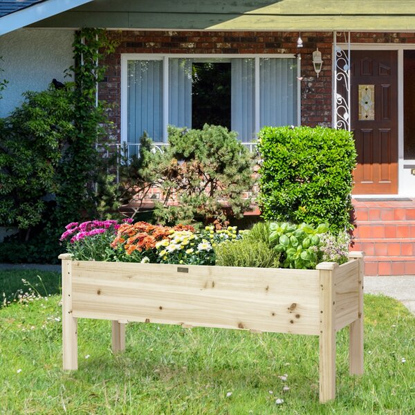 Costway Fioriera rialzata in legno di abete, Kit di legno per giardino per verdure erbe e fiori 120x43,5x51cm Naturale