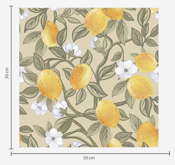 Carta da parati Fiori e limoni gialli, Parati classici in stile francese, a00023 : Uwalls.it