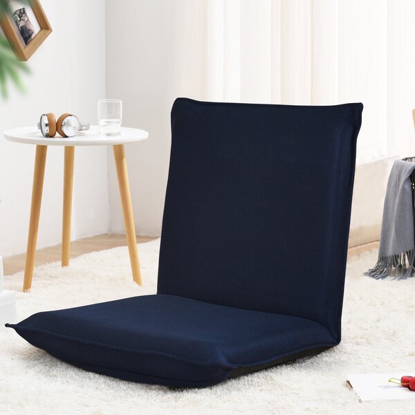 Costway Sedia da terra con supporto schiena, Poltrona reclinabile imbottita struttura di metallo resistente, Blu marino