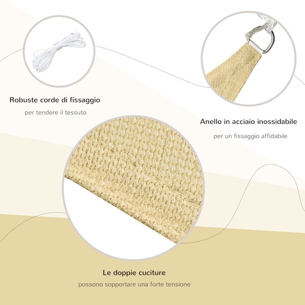Outsunny Tenda da Sole per Esterni Triangolare Impermeabile Anti-Raggi UV in HDPE, Vela Parasole 3x3x3m, Tenda Parasole, Ottone | Aosom Italy