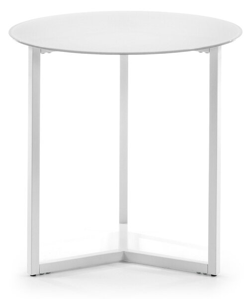 Tavolino Raeam in vetro temperato e acciaio finitura bianca Ø 50 cm