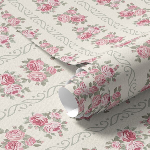 Carta da parati Strisce verticali di rose, Parati classici Rustica, a00028 : Uwalls.it