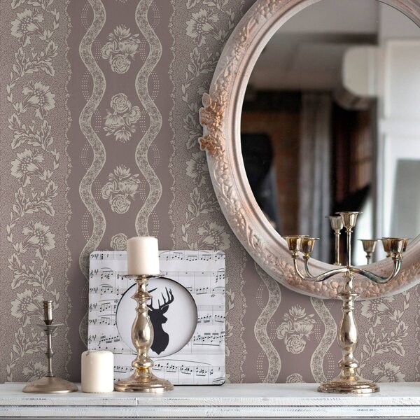 Carta da parati Delicato ornamento geometrico con fiori e linee curve, Parati stile vintage classici, a00033 : Uwalls.it