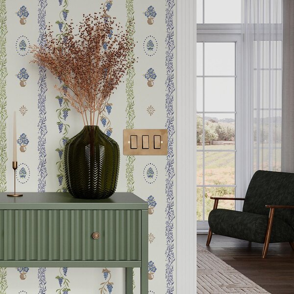 Carta da parati Delicato ornamento con foglie e uva, Parati classici Rustica, a00032 : Uwalls.it