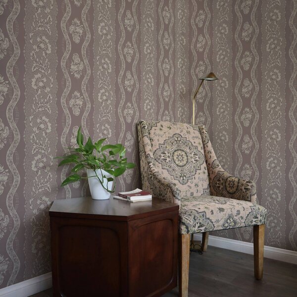 Carta da parati Delicato ornamento geometrico con fiori e linee curve, Parati stile vintage classici, a00033 : Uwalls.it