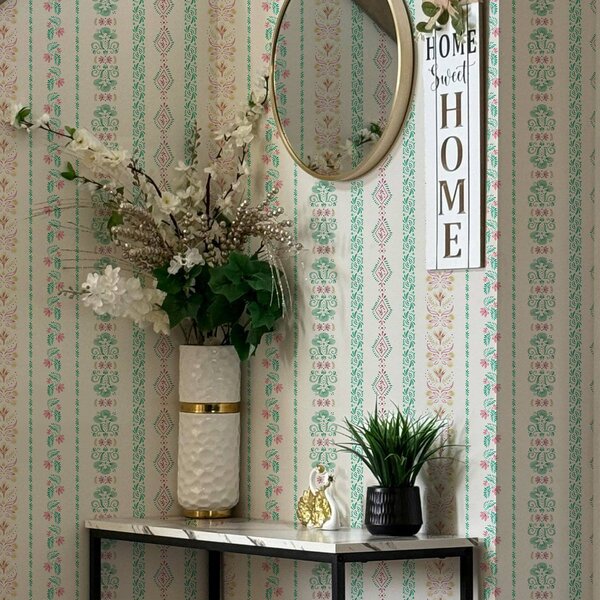 Carta da parati Delicato ornamento geometrico in stile acquerello, Parati classici Rustica, a00034 : Uwalls.it