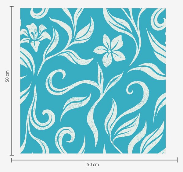 Carta da parati Fiori e foglie bianchi con scalfitture su sfondo blu, Parati fiori e piante classici, a00038 : Uwalls.it