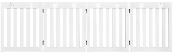 Costway Cancello di legno per animali domestici, Cancello pieghevole con cerniere flessibili a 360° e 4 pannelli, Bianco