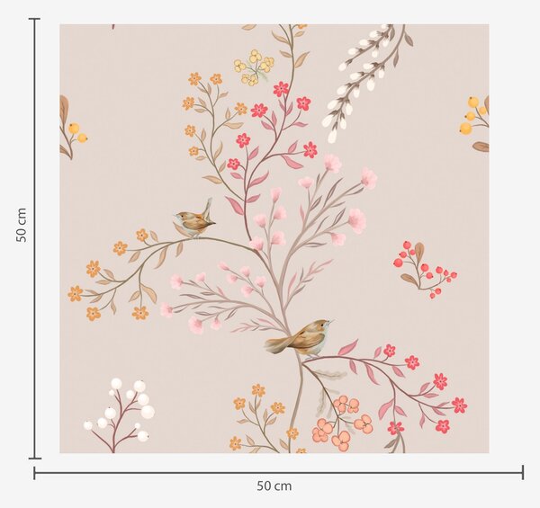 Carta da parati Fiori delicati e colibrì sui rami, Parati classici Rustica, a00036 : Uwalls.it