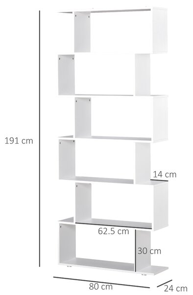 HomCom Libreria di Design Mobili Ufficio Scaffale in Legno 80x24x191cm Bianco Opaco|Aosom