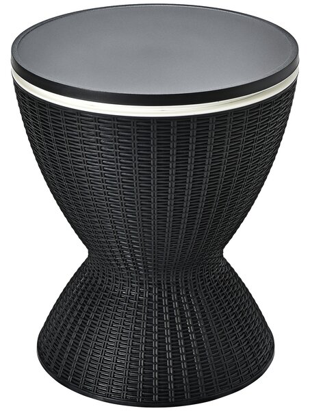 Costway Secchiello del ghiaccio 30L a imitazione rattan, Tavolo bar resistente alle intemperie con superficie Nero