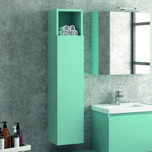 Kamalu composizione mobili bagno sospesi 60 cm con lavabo, colonna, specchio e pensile sp-60a