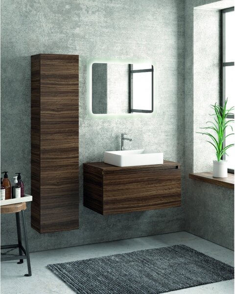 Kamalu composizione bagno sospesa 80cm mobile colonna e specchio led