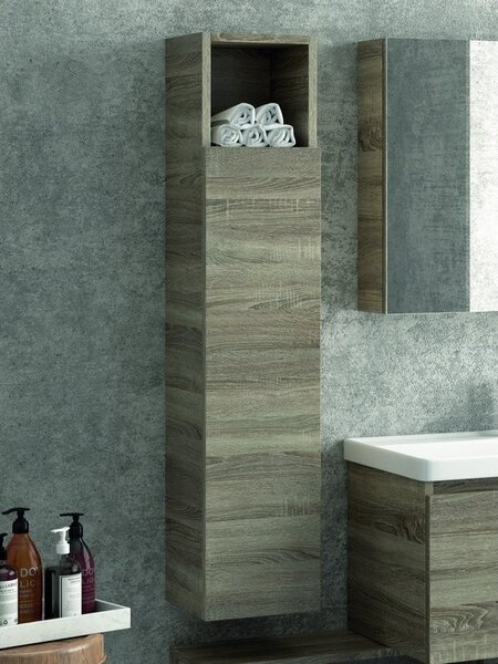 Kamalu composizione bagno sospesa 80cm composta da mobile colonna specchio e pensile