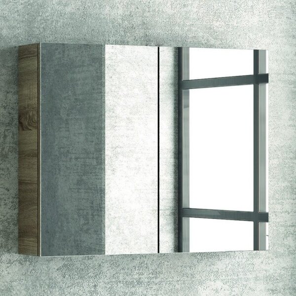 Kamalu composizione bagno sospesa 80cm mobile specchio contenitore e 2 pensili