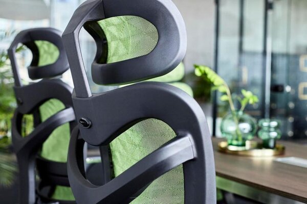 Sedia ergonomica ufficio verde in tessuto a rete base con ruote ERGO-Arrediorg