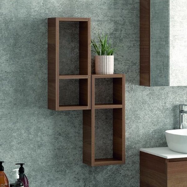 Kamalu composizione mobiletto bagno 60 cm, 2 pensili e specchio contenitore sp-60c