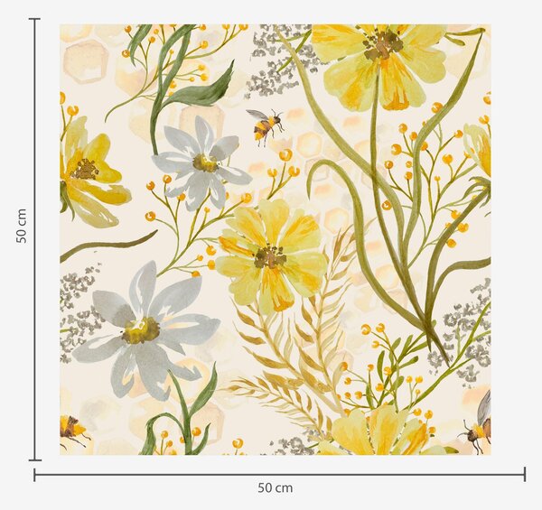 Carta da parati Luminosa composizione floreale di colore giallo, Parati classici acquerello, a00045 : Uwalls.it