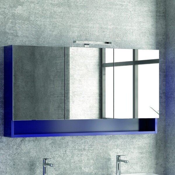 Kamalu composizione bagno sospesa 120cm mobile lavabo doppio colonna specchio e pensile