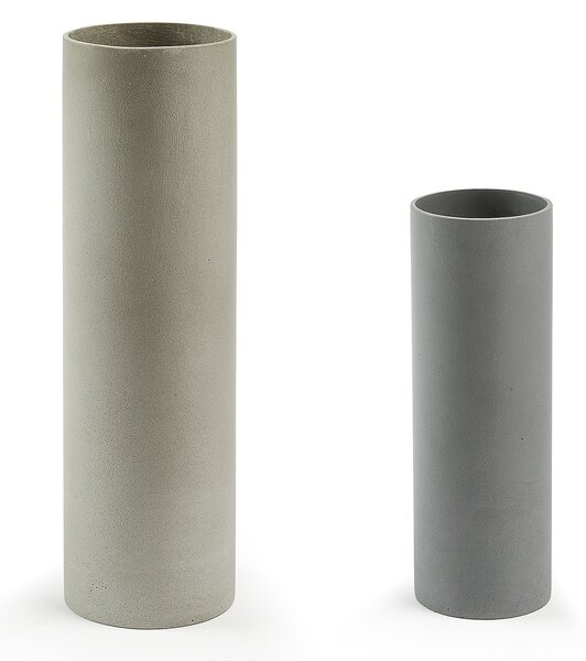 Set Marta di 2 vasi cilindrici in polvere di pietra