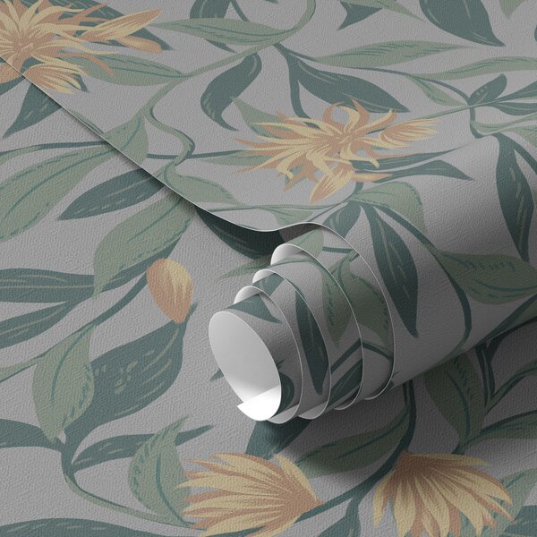 Carta da parati Rami pendenti con fiori gialli, Parati classici in stile shabby chic, a00052 : Uwalls.it