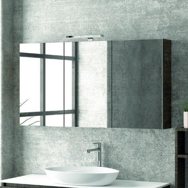 Kamalu composizione bagno 120cm sospesa composta da mobile specchio contenitore e 2 pensili
