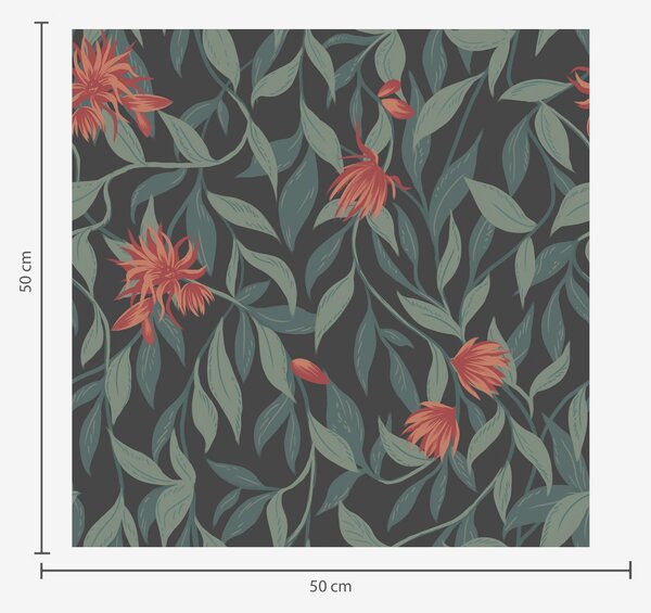 Carta da parati Rami pendenti con fiori rossi, Parati fiori e piante classici, a00052v1 : Uwalls.it