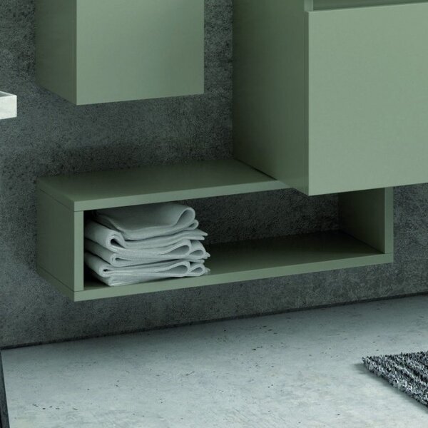 Kamalu composizione bagno 155cm sospesa, composta da mobile, specchio, colonna e pensile sp-155a