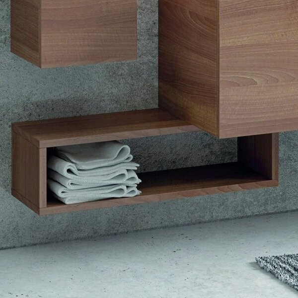 Kamalu composizione bagno 155cm sospesa, composta da mobile con lavabo, specchio, colonna e pensile sp-155e