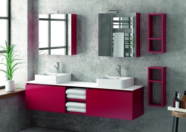 Kamalu composizione bagno 175cm sospesa, composta da mobile, due specchi e 2 pensili sp-175b