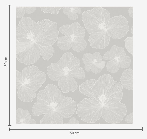 Carta da parati Grandi fiori su sfondo grigio, Parati fiori e piante classici, a00068 : Uwalls.it