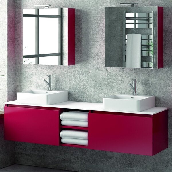 Kamalu composizione bagno 175cm sospesa, composta da mobile, due specchi e 2 pensili sp-175b