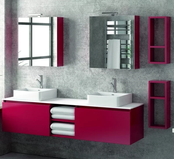 Composizione bagno 175cm sospesa, composta da mobile, due specchi e 2 pensili SP-175B - KAMALU