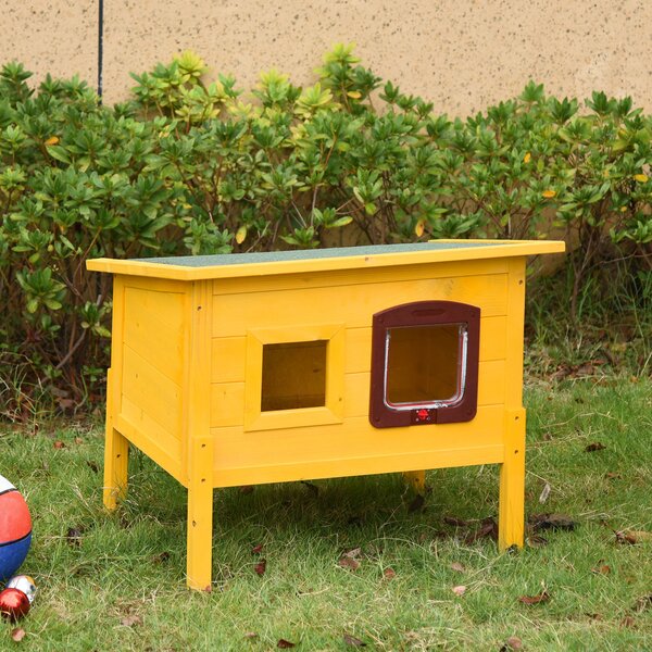 PawHut Cuccia Casetta per Gatti e Animali Domestici in Legno di Abete, 70x51.5x60cm|Aosom