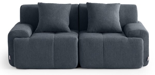MILYSOFA SOFAMOUS Divano componibile a 2 posti, linea lineare, tessuto chenille, blu-grigio