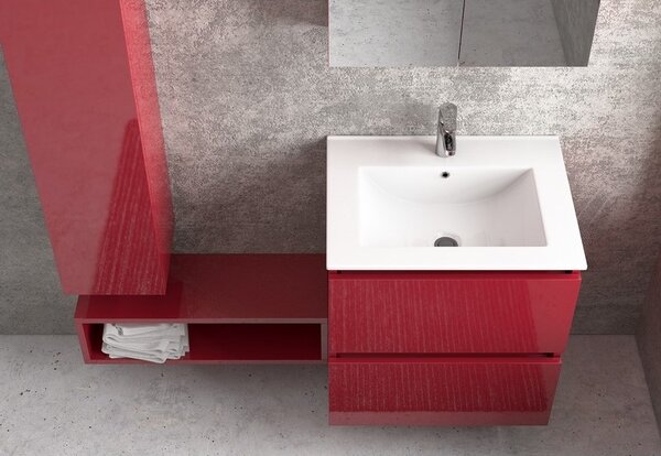 Composizione mobile bagno con lavabo da 60 cm, colonna e specchio TOD-60A - KAMALU