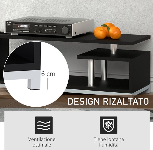 HomCom Mobile Porta tv design unico in Legno, Salotto Ingresso Supporto da tavolo TV Nero|Aosom
